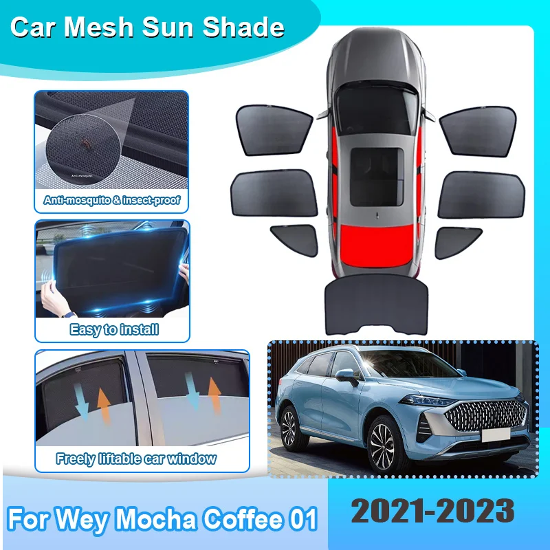 

Солнцезащитная шторка для окон автомобиля Wey Mocha Coffee 01 2021 2022 2023, сетчатая, с защитой от УФ-излучения, теплоизоляционная, светонепроницаемая, автоаксессуар