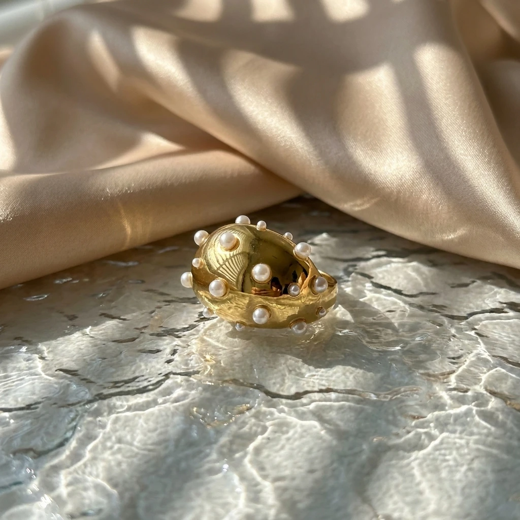 Einzigartige Edelstahl-Perlen-Blumenringe für Damen und Herren, Punk Hip-Hop Geometrische Unregelmäßige Fingerringe, Anlaufbeständiger Schmuck – Detail 8