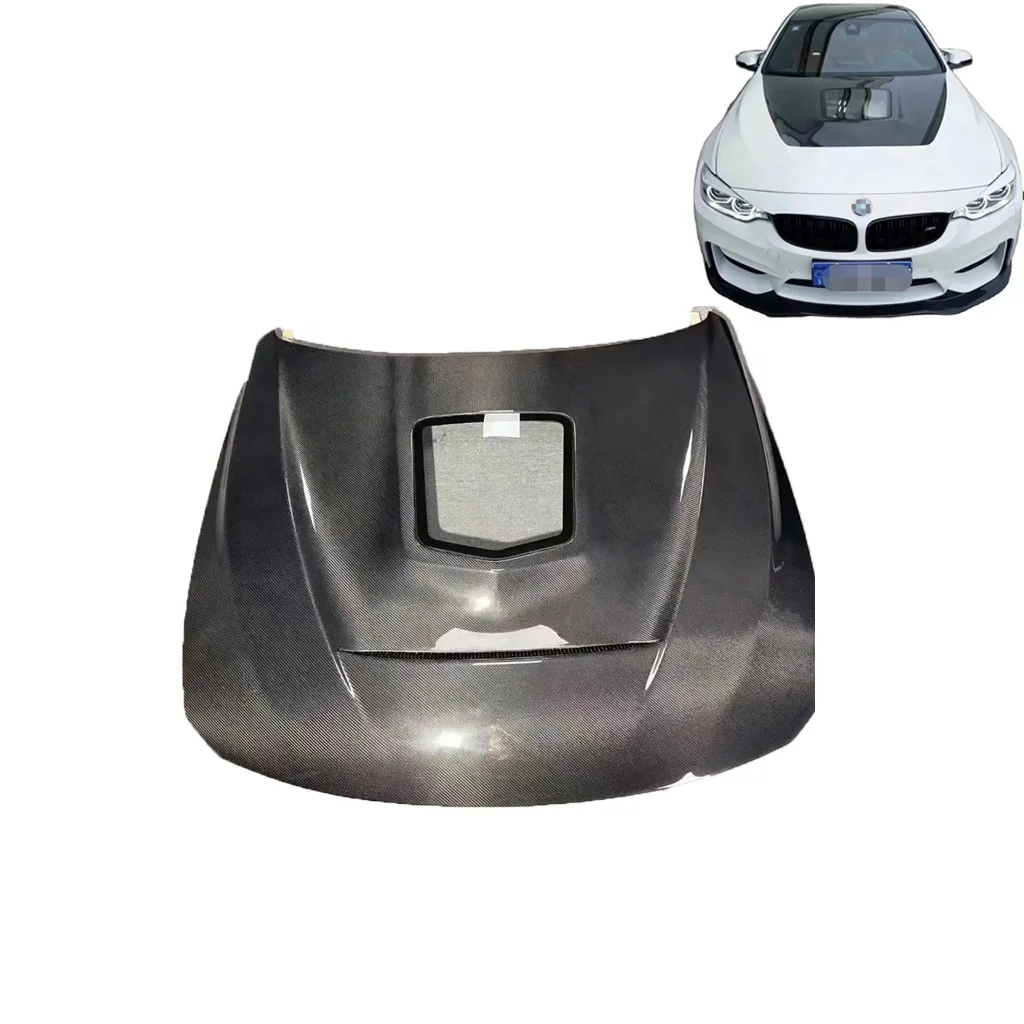 

New Style Transparent Glass Plus Carbon Fiber Hood IMP Style Car Engine Hood For BMW F80 F82 F30 F32 F35 2014-2019
