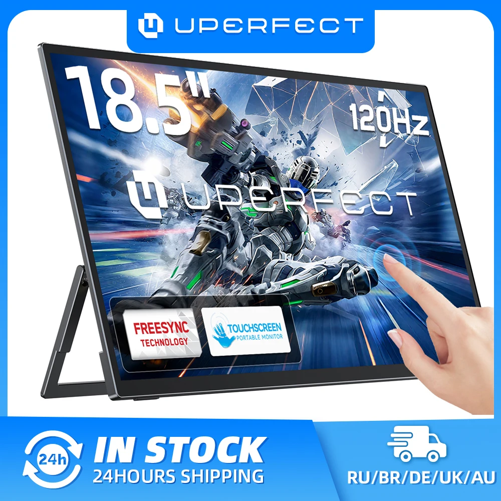 UPERFECT E6 Pro 18,5" 120Hz Gaming Touchscreen Monitor Portátil Sem Moldura 1080P USB-C HDR FreeSync Tela Externa de Viagem para Steam Deck Game Console PC Phone Switch