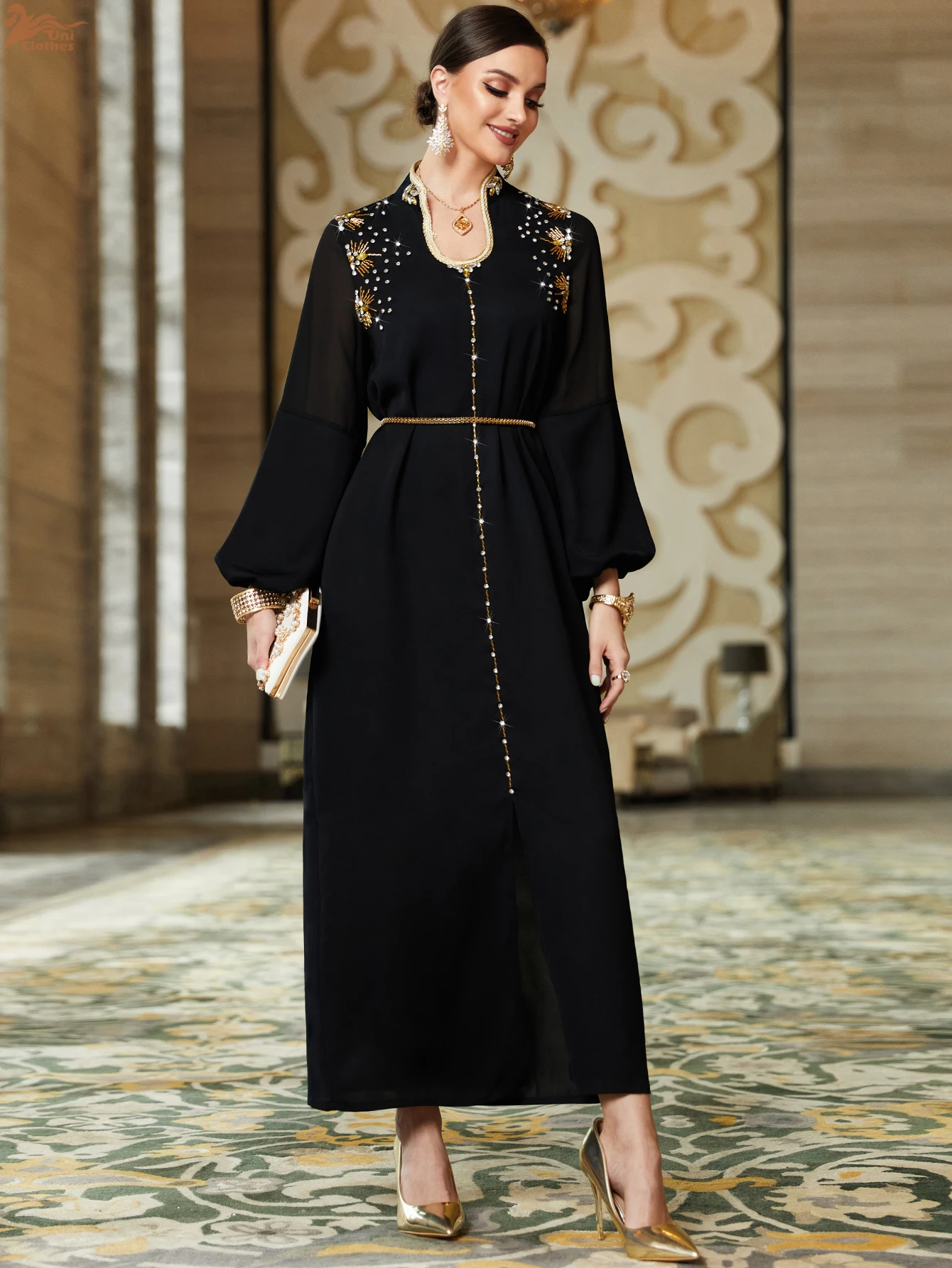 فستان ماكسي للحفلات المسائية للنساء المسلمات لرمضان فاخر دبي عباية الماس جلابية ساتان كبايا قفطان ماروكين فام رداء قفطان
