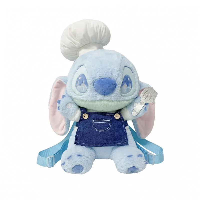 Nueva Mochila de Peluche de Stitch de Disney con Flores de Cerezo, Linda Bolsa de Personajes de Dibujos Animados con Correa, Regalo