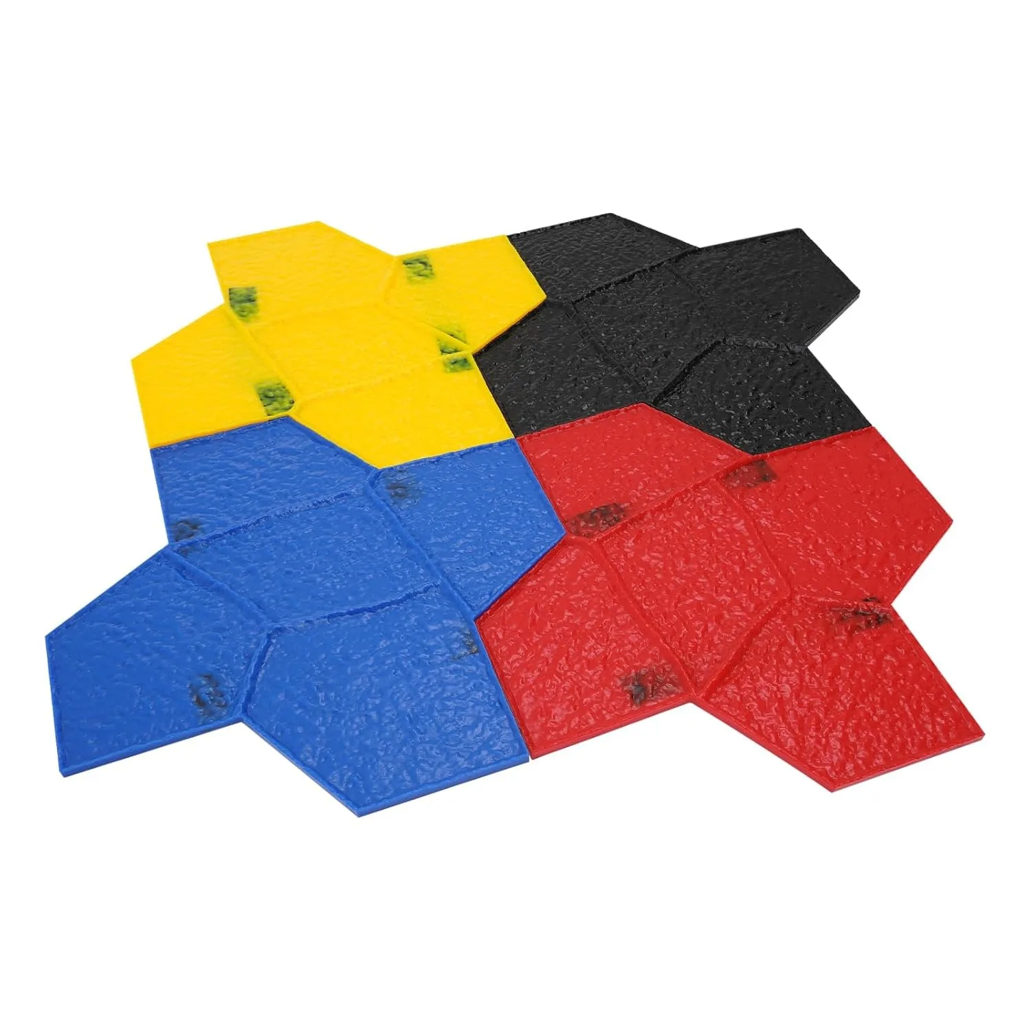 4PCS Concrete Stamps Mats Realistic Concrete Texturing Skin with 2 Practical Handles, Stackable Concrete Stamping Molds