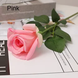 Único ramo rosa artificial para decoração, hidratante, toque real, flores falsificadas para casa, noiva, mão hold, decoração do casamento, 5pcs