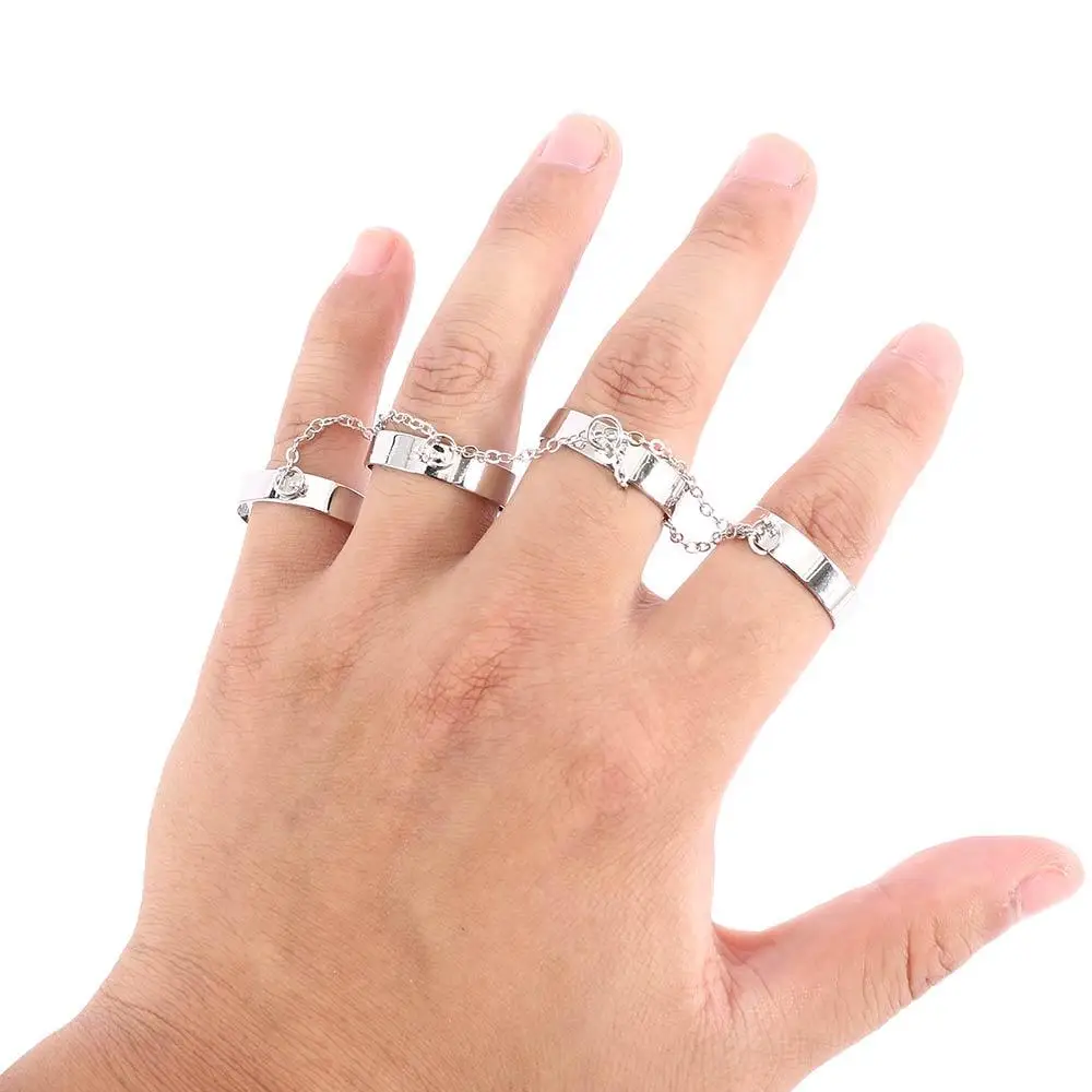 For Women Man Punk Four Fingers Chain Thumb Ring Multi-layer Party Jewelry Fashion Accessories Finger Ring Opening Ring
