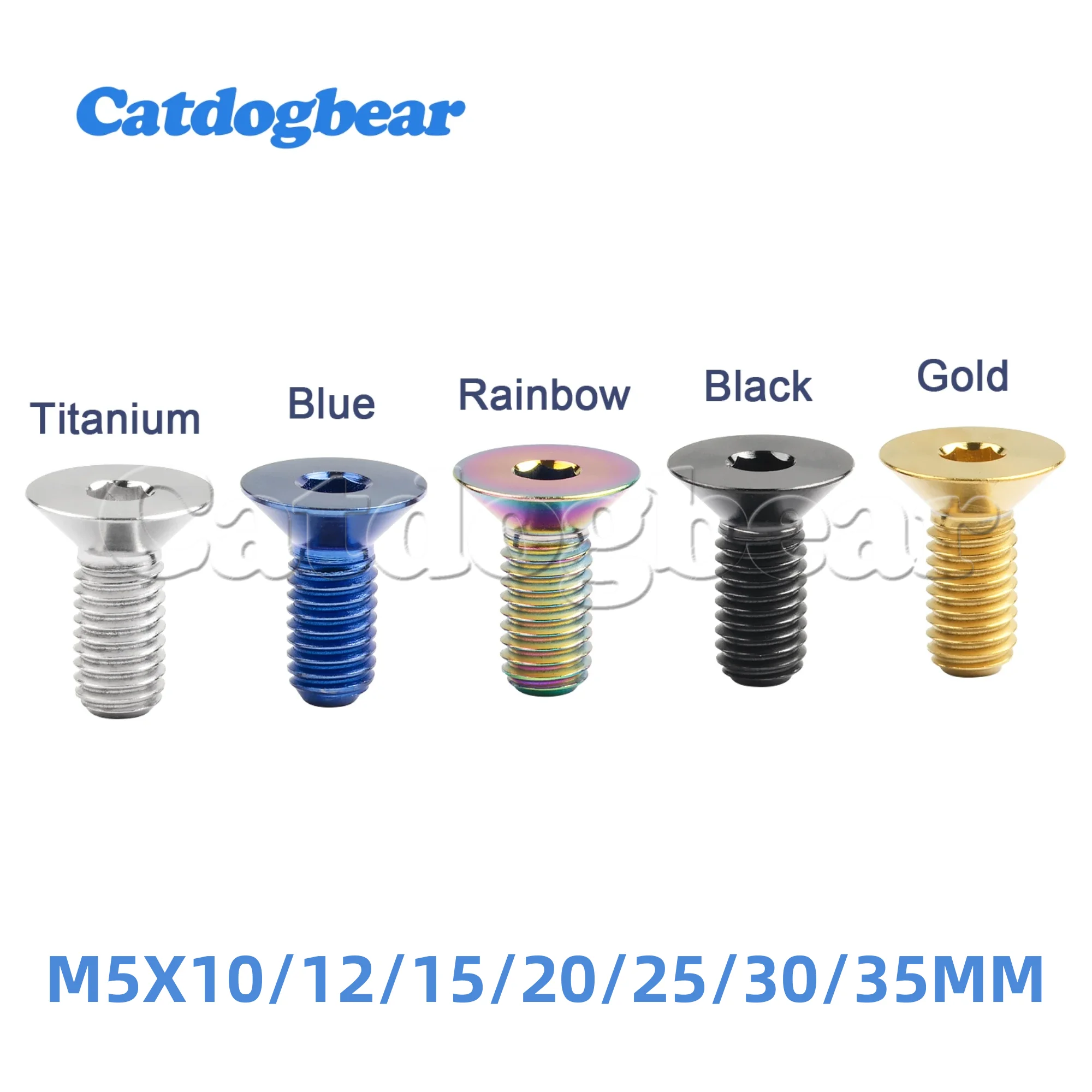 

Catdogbear Titanium Alloy M5 Countersunk Head Bolt Socket Head Cap Screw For Bicycle 6mm 8mm 10mm 12mm 15mm 20mm