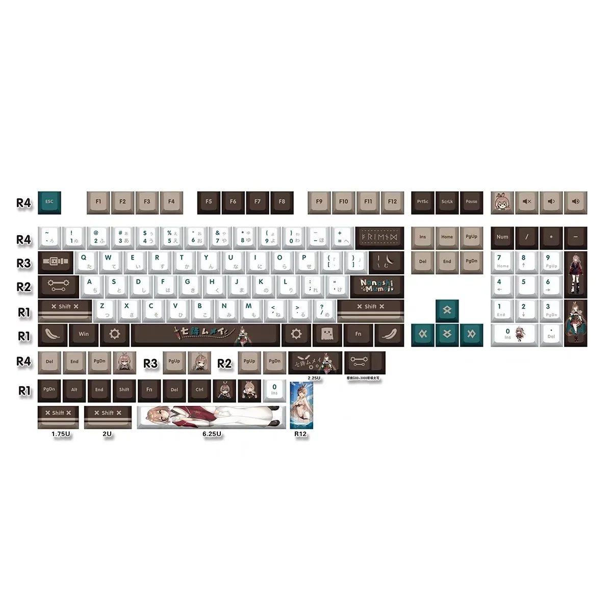 Imagem -02 - Vtuber Hololive Keycaps 132 Teclas Nanashi Mumei Keycaps Pbt Sublimação de Tinta Cereja mx Eixo Interruptor Keycap Teclado Mecânico