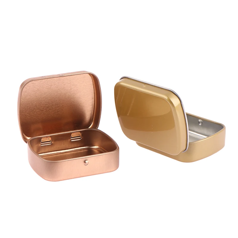 صندوق معدني صغير محمول من القصدير مع غطاء ، حاوية مستطيلة ، حاوية تخزين صغيرة ، زجاجة حبوب منع الحمل الحلوى الصلبة ، منظم العلبة ، جديد