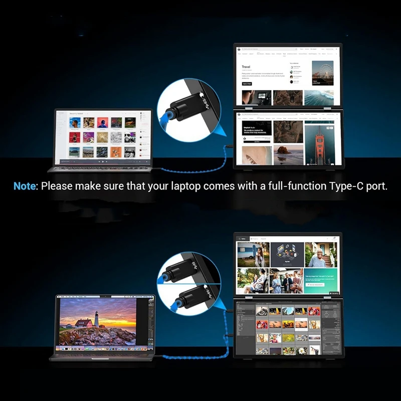 

15.6 Inch FHD Protable Monitor IPS Folding Stacked Dual Laptop Screen Extender USB-C External Computer Display Screen [To&On-e]