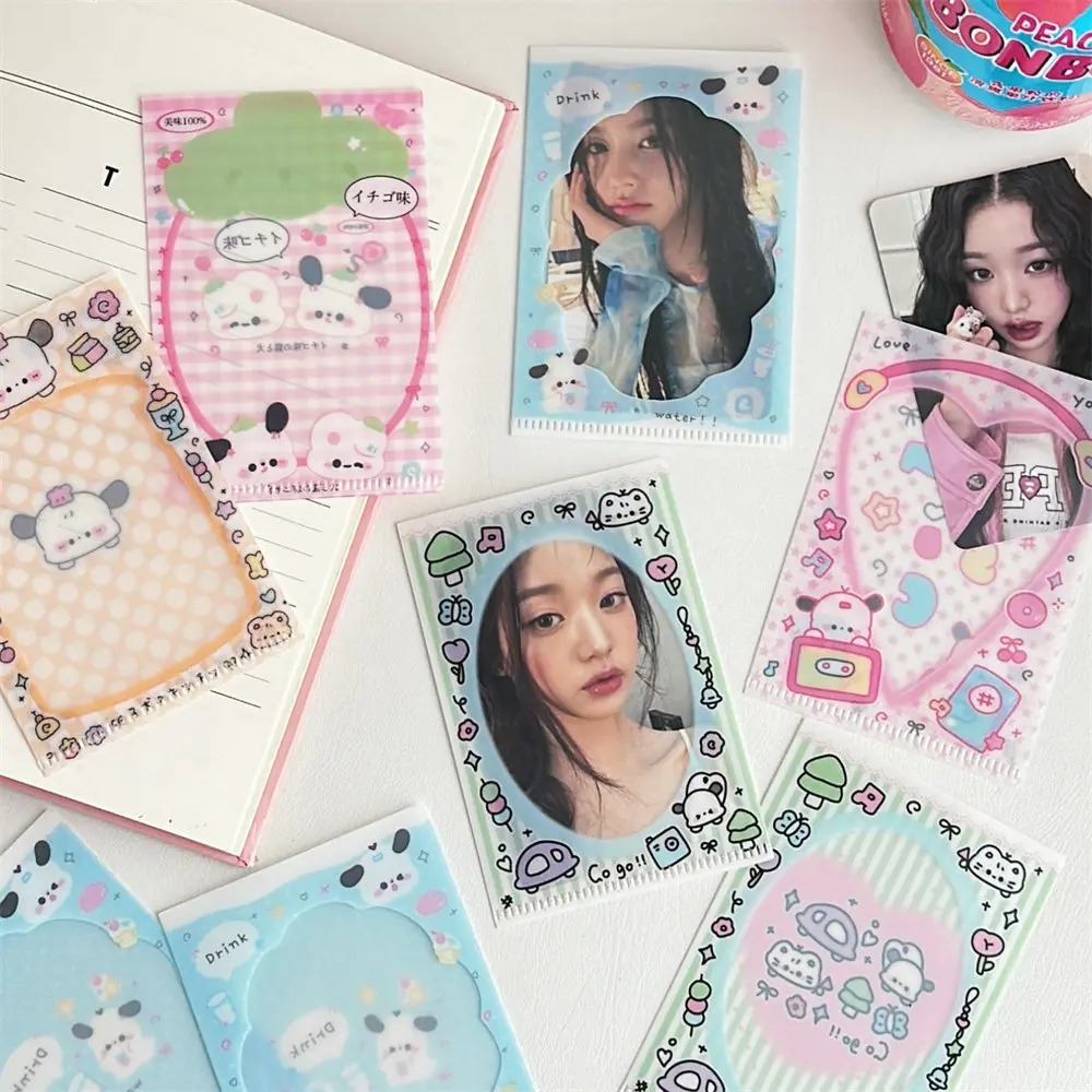 6 Pcs Cute Cartoon Card Protective Cover Love Bean Star Photo Decorative Film Girl Graffiti Dog PVC Card Film Gift Packaging Bag