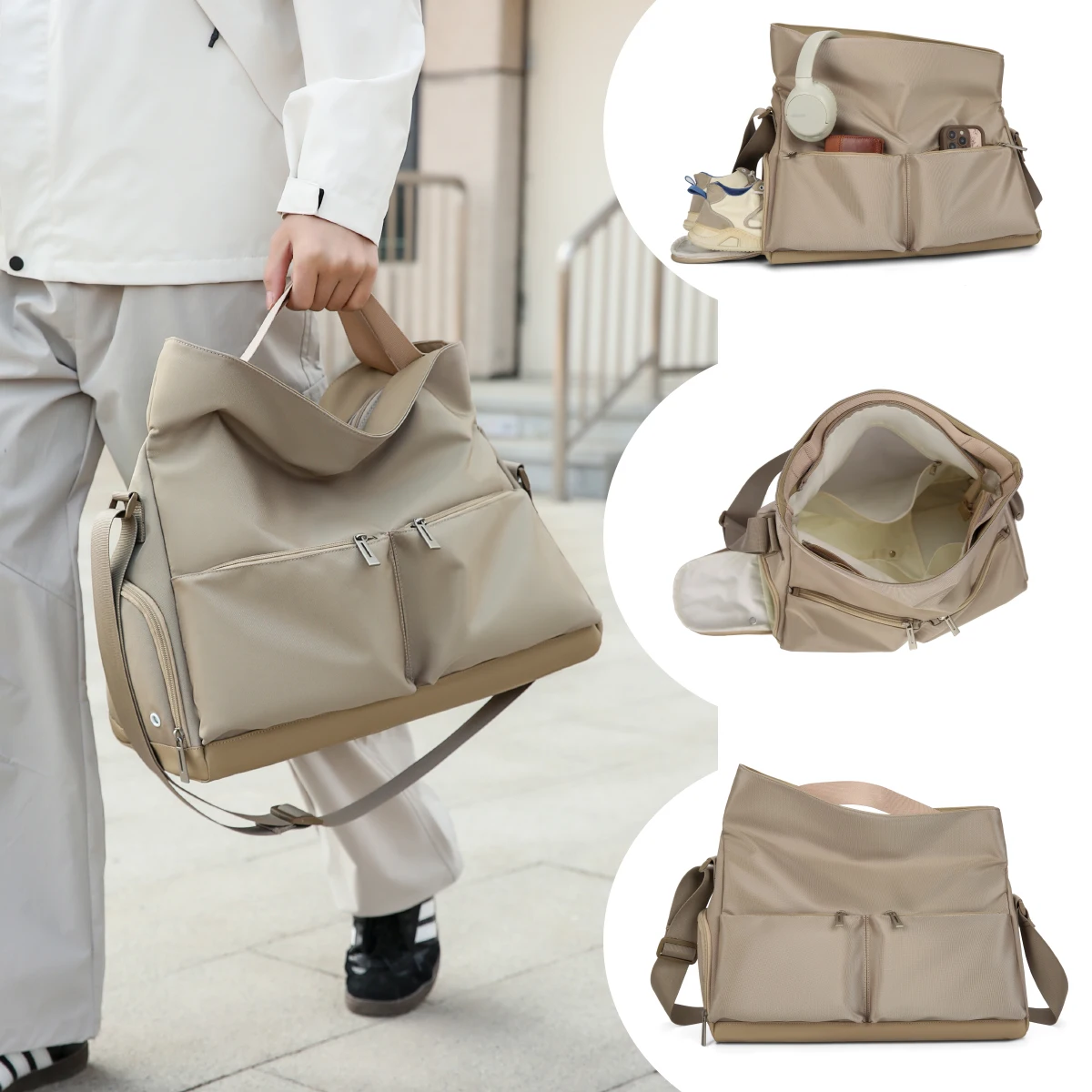 

Холщовая сумка для женщин, большая вместительная дорожная сумка для хранения, универсальная сумка через плечо, повседневная большая сумка, сумка через плечо для студентов, спортивная сумка