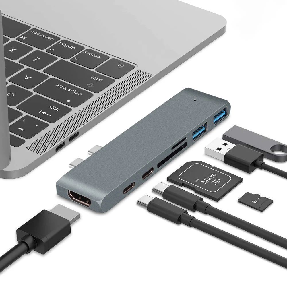 Imagem -02 - Usb 3.1 Tipo-c Hub para Macbook Air Macbook Pro 14 m3 2023 m2 m1 Adaptador para Hdmi Leitor de Cartão pd Usb-c Adaptador Twin 20232023