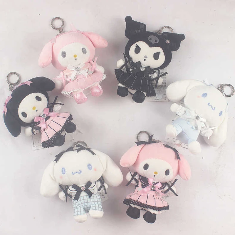 Sanrio Plush Maid Keychain Cute Lolita Plush Toys Llavero My Melody Cinnamoroll Bag Ornaments  Sanrio Accessories Christmas Gift