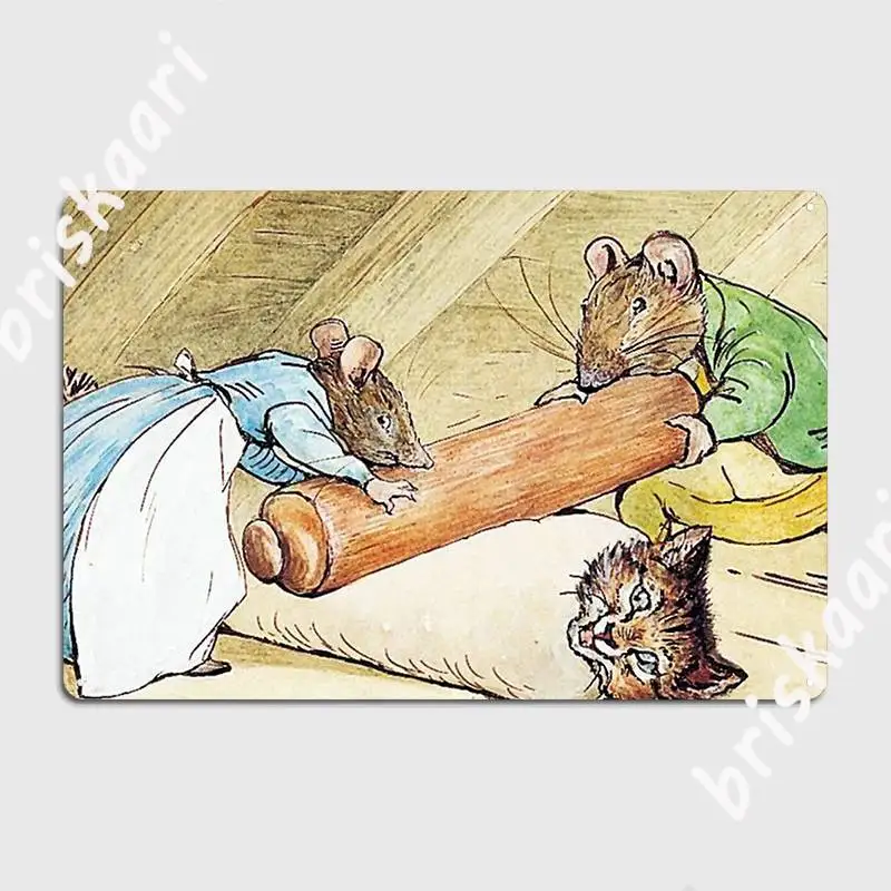 The Tale Of Samuel Whiskers Or The Roly Poly Pudding Beatrix Potter Metal Sign Home Garage Decoration Custom Tin Sign Poster