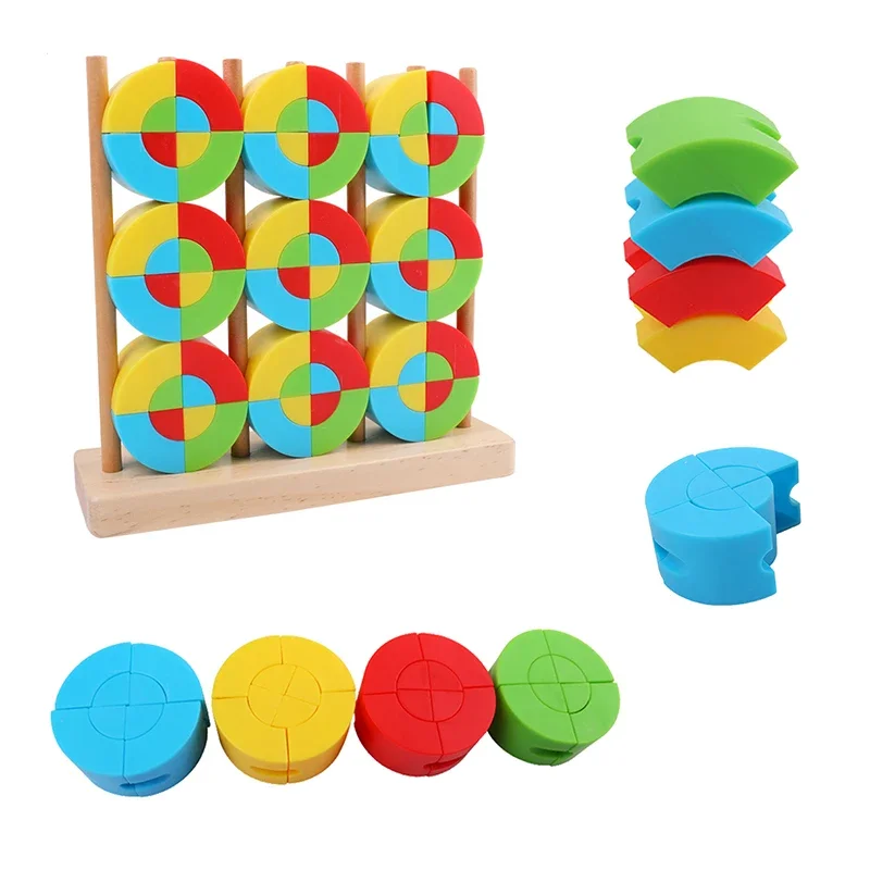  Montessori Shape Assembly Game Educational Fractional Learning Teaching Aids  Blocks Math Toys Geometric Stacking Toys