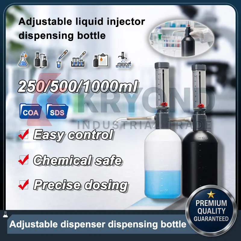 Herramienta de Laboratorio para Añadir Líquidos, Dispensador Ajustable de 250, 500 y 1000 ml, Botella Dosificadora para Investigación General y Operación Manual Diaria