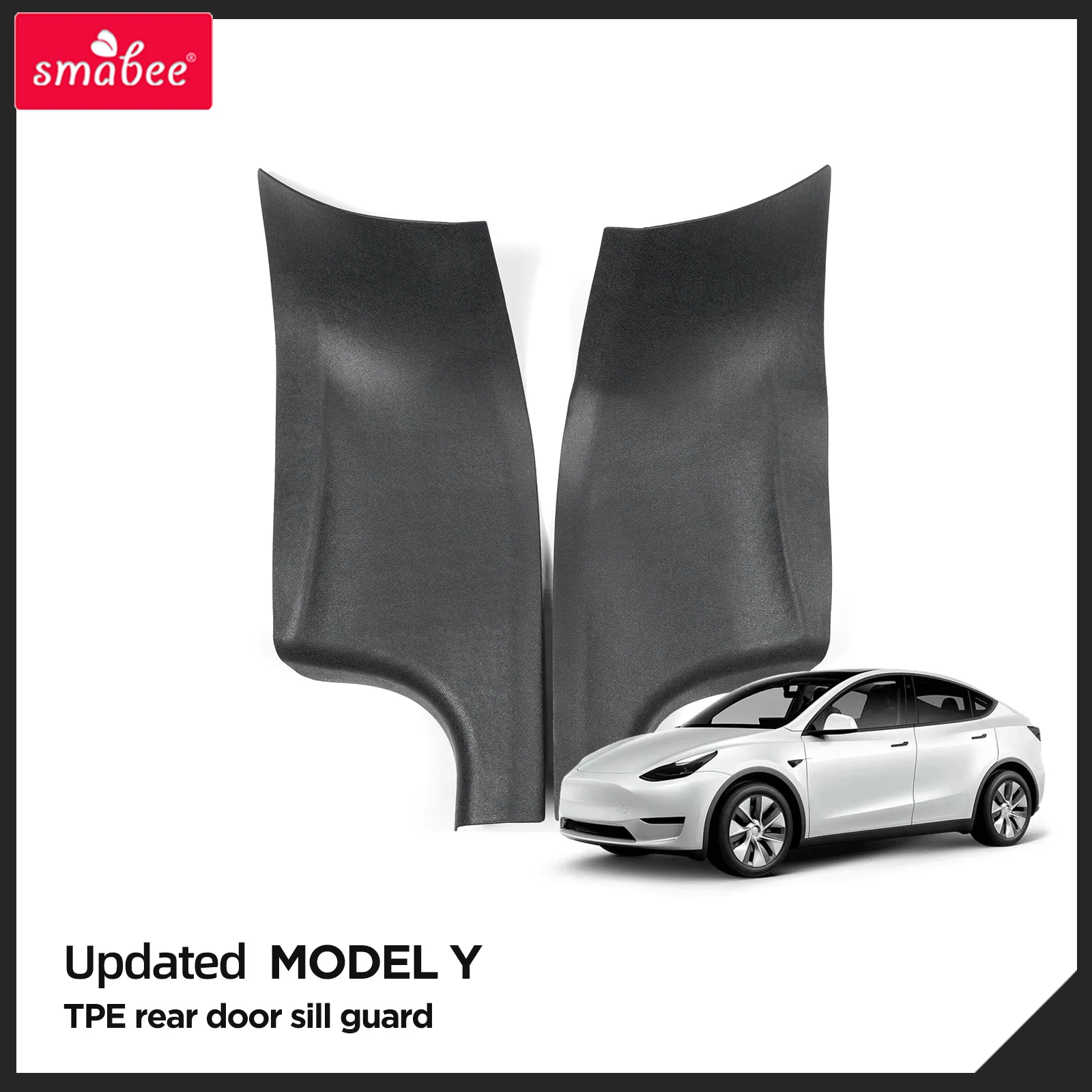 Smabee for Tesla Model Y 2021-2024 Rear Door Sill Guards Door Welcome Pedal Threshold Anti-Dirty Pad TPE Accessories