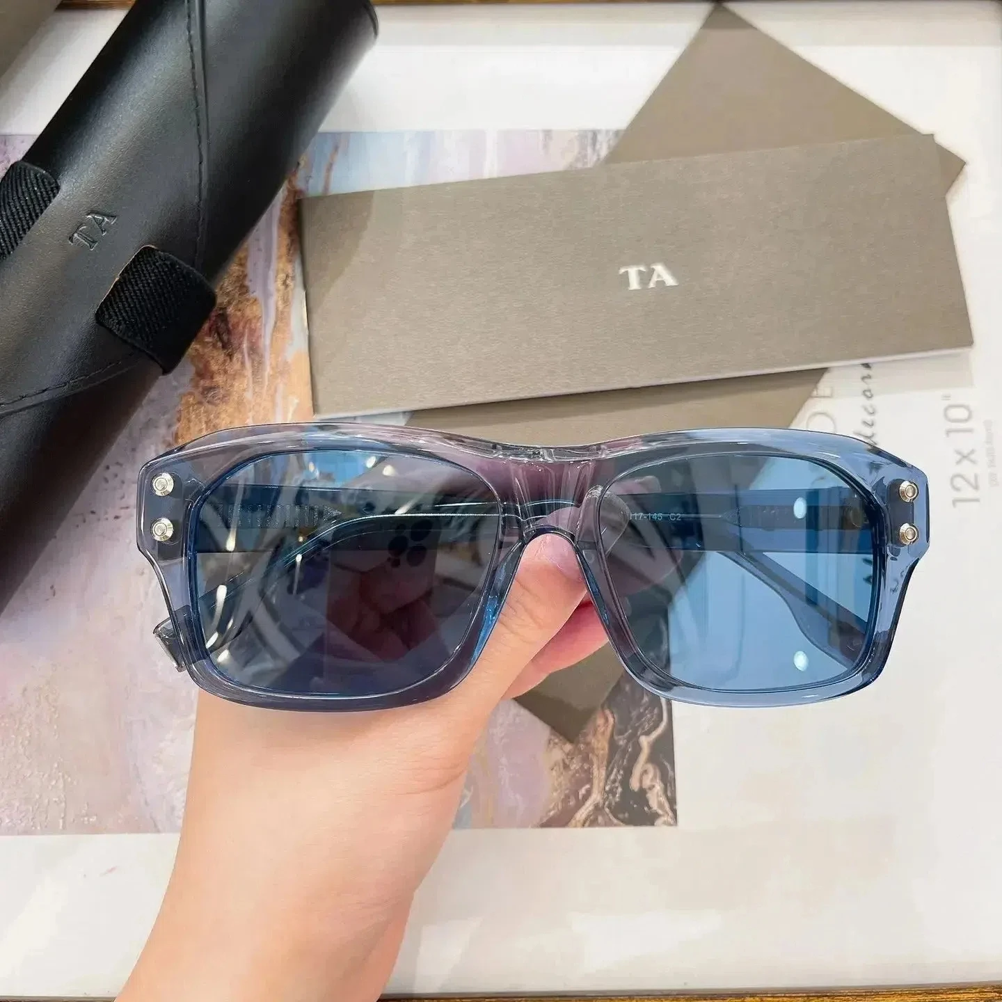 Authentic For DIYTA DT DTS450 Trendy Blue Lenses Men Women Sun Glasses Premium Acetate Frame Square Male Couple Eyewear With Box