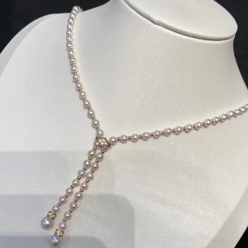 

SGARIT Новое дизайнерское колье из натурального детского жемчуга 60 см, свитер с Y-образной цепочкой, ожерелье, ювелирные изделия для женщин, серебро 925 пробы