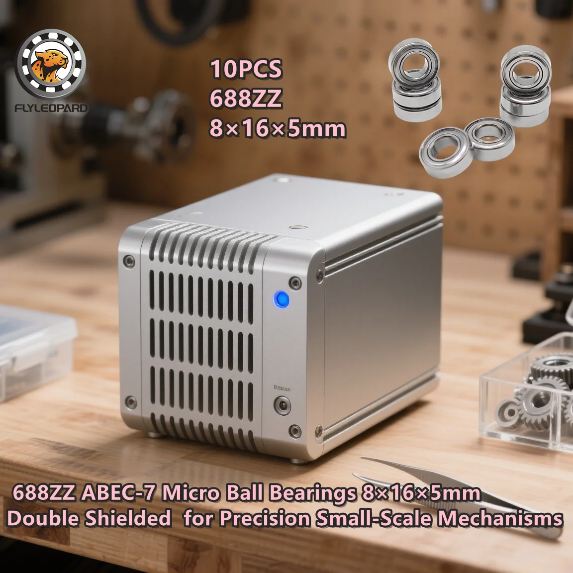 10Pcs 688ZZ ABEC-7 Micro Ball Bearings 8×16×5mm Double Shielded  for Precision Small-Scale Mechanisms