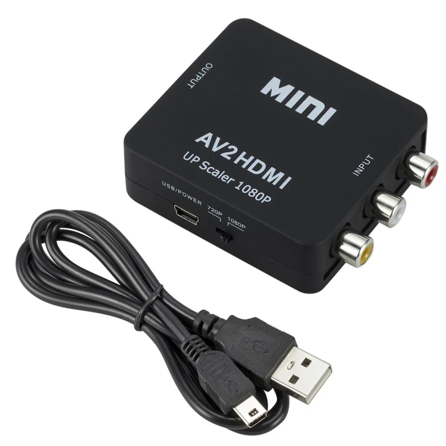 AV to HDMI-compatible Converter Full HD 1080P HDMI2AV RCA Adapter Mini Composite CVBS to HDMI-compatible AV2HDMI Audio