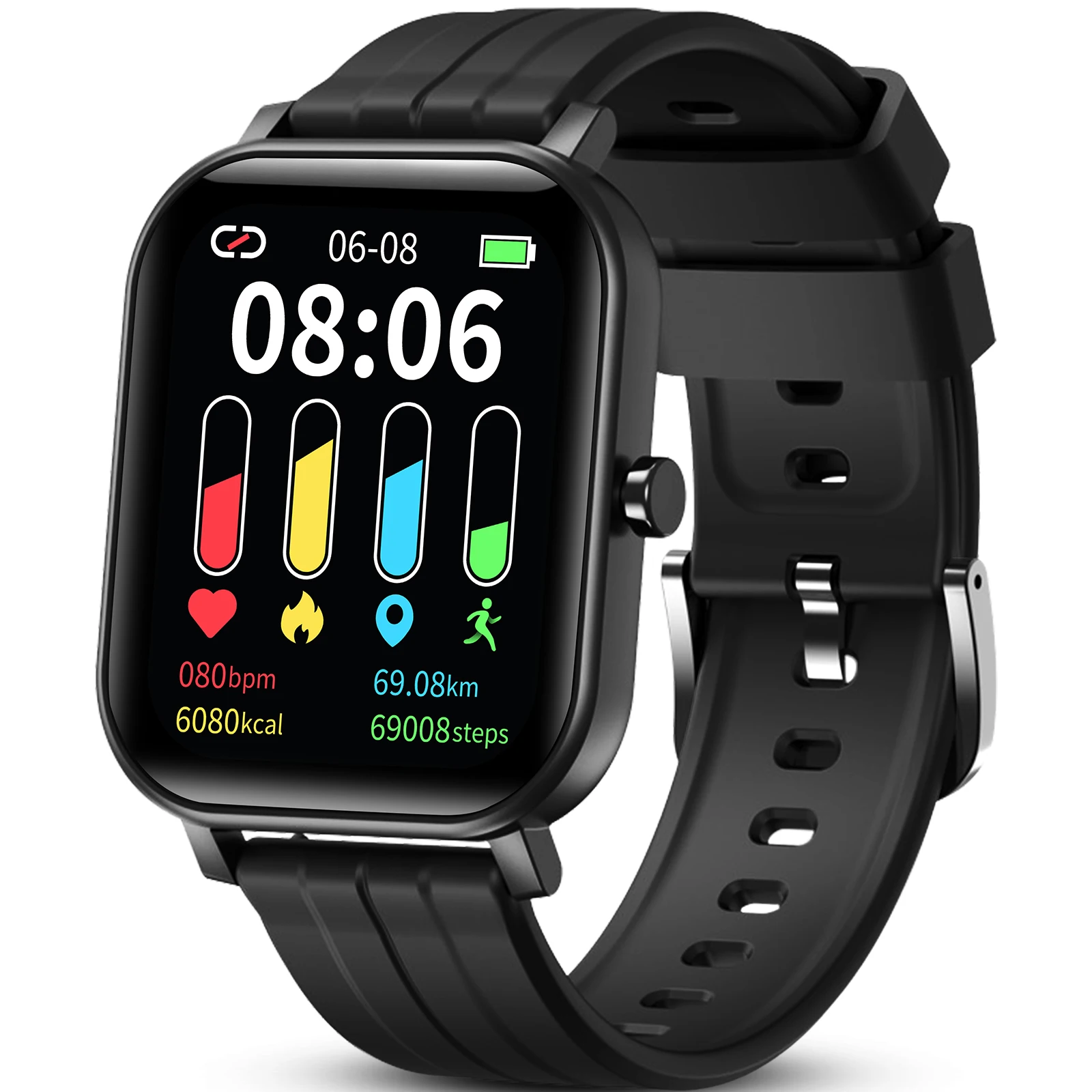 S10 1.69 inch IPS Full Touch Screen Heart Rate Blood Pressure SpO2 Monitor Body Temperature 24 Sports Modes IP Smart Watch