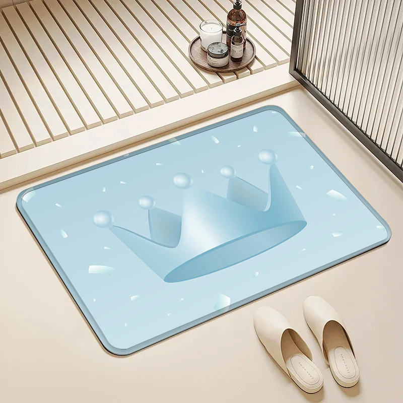 

Blue Crown Door Mat Non-Slip Absorbent Floor Rug for Home Bathroom Kitchen Kids Room Decor
