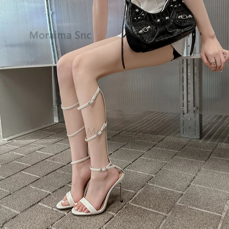 Belt Buckle Hollow Sandals Women Sexy Pointed Toe High Heels Back Zip Gladiator Fashion All Match Casual Spice Girl Dress Shoes view 3