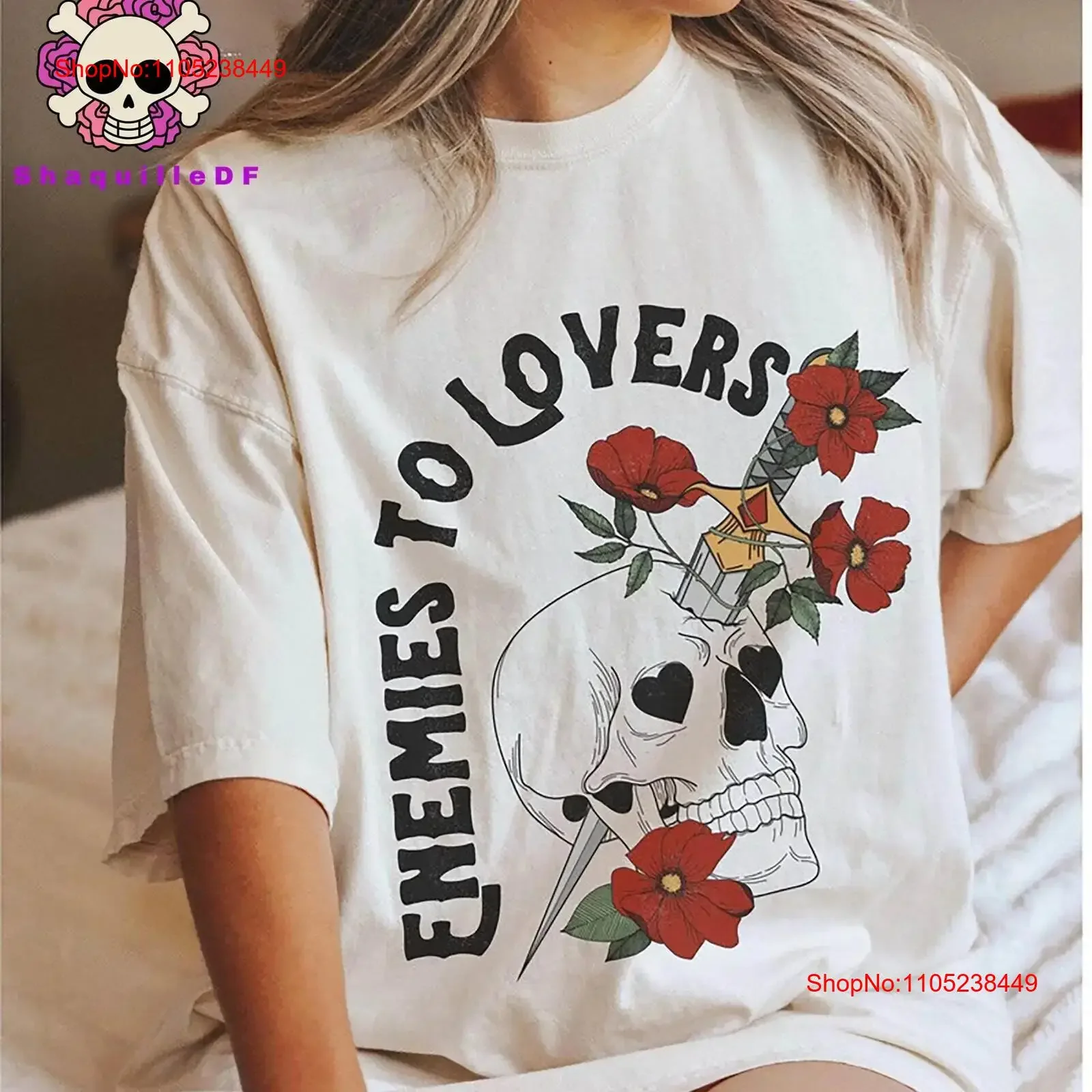 Floral Skull Morally Gray Romance T Shirt Book Trope Enemies To Lovers Merch Dark Academia vintage Washed Unisex