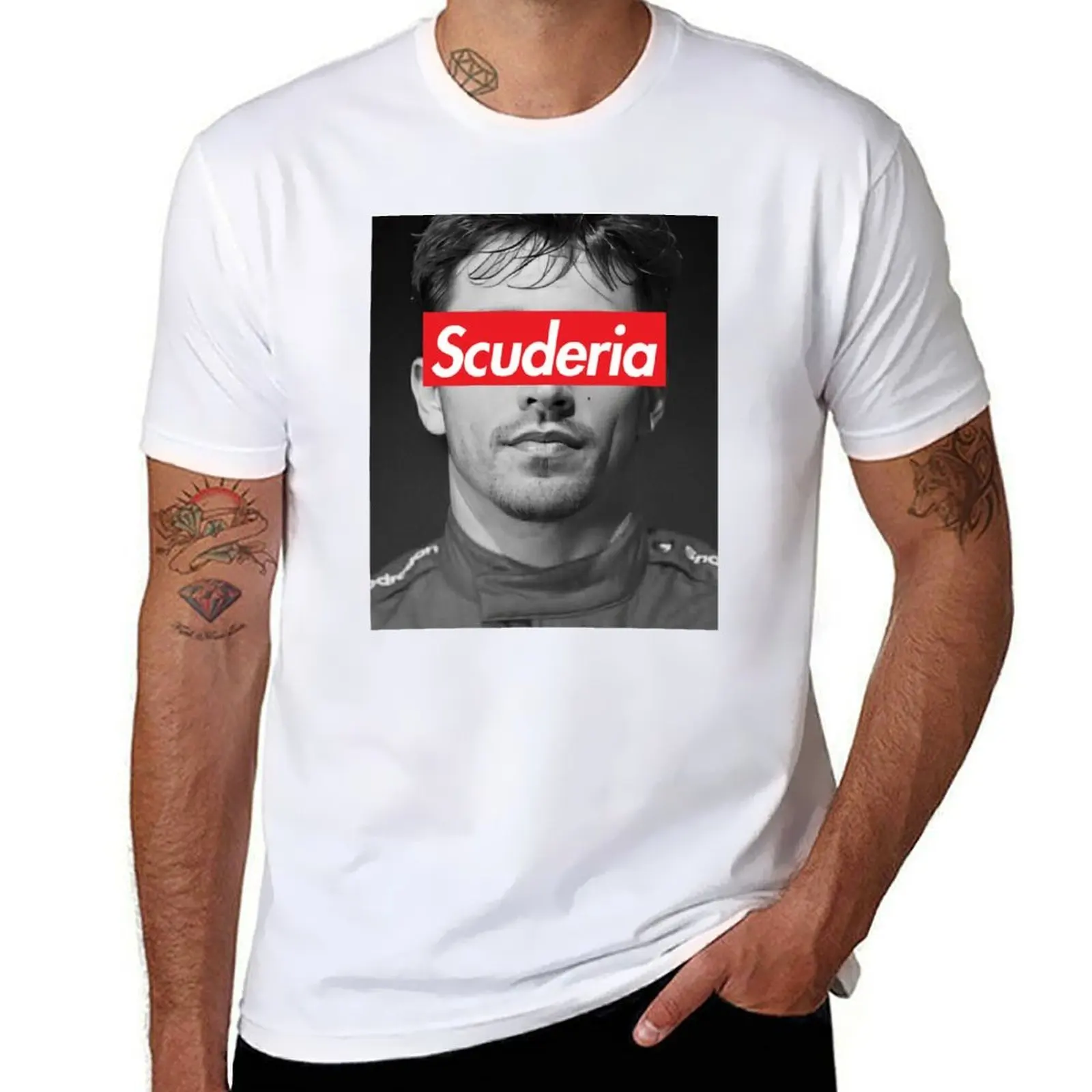 

Leclerc Scuderia Portrait T-Shirt cotton t shirts man 100% man t shirt cotton T-Shirt