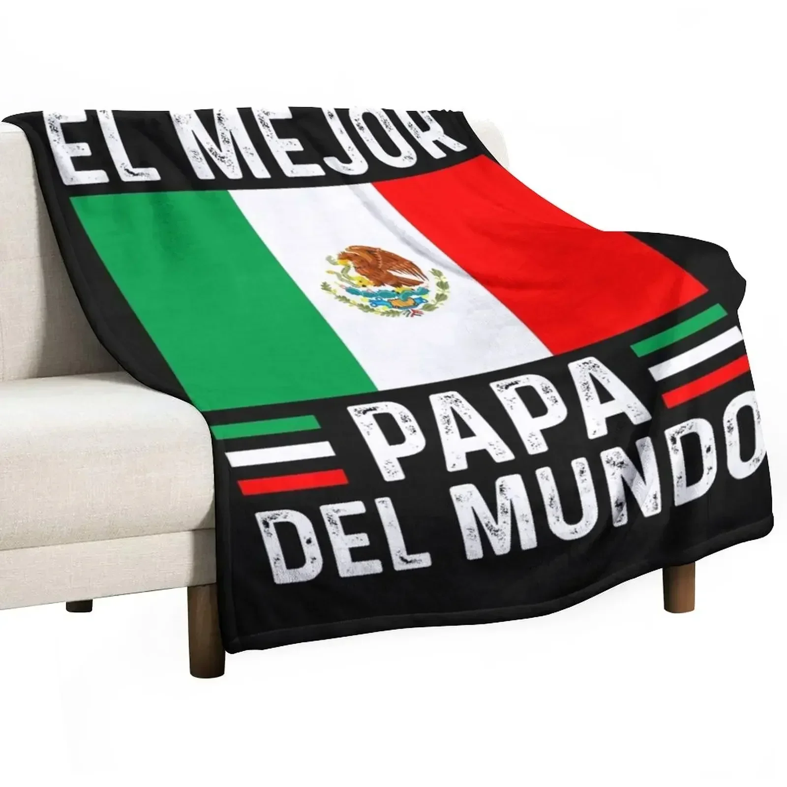 El Mejor Papa Del Mundo Funny Mexican Father Gift Flag graphic Throw Blanket Thin Decorative Beds Quilt For Baby Blankets