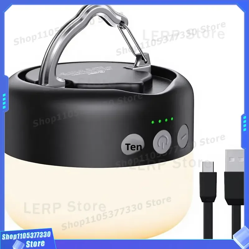 Rechargeable LED Camping Light 1000LM Waterproof Tent Lamp 6700mAh Emergency Hanging Black Outdoor Gear Long Lasting 300H