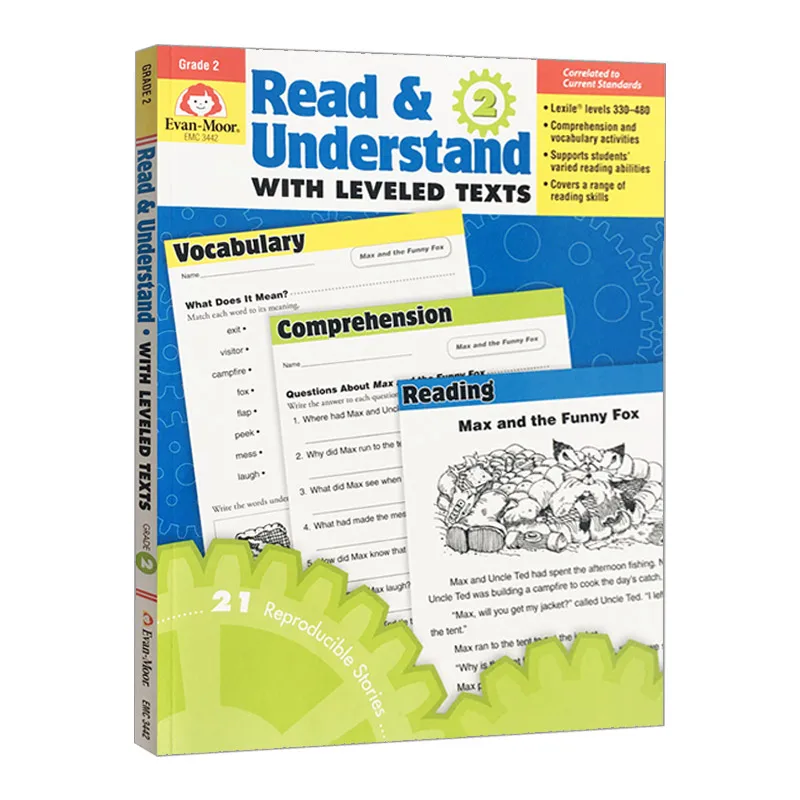 

Evan-Moor Read & Understand with Leveled Texts, Grade 2 Workbook,aged 5 6 7 8, English book 9781608236718