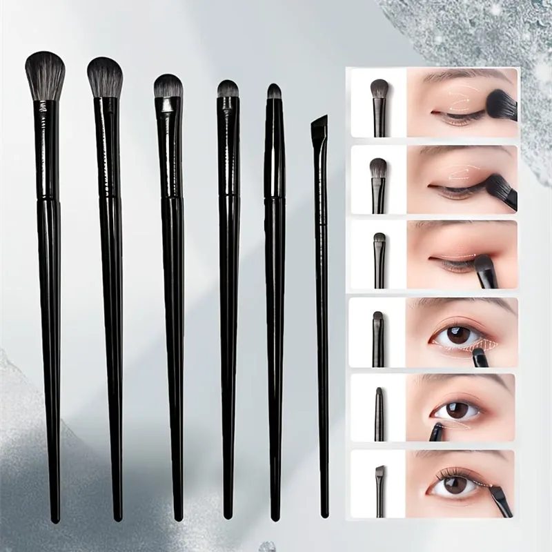 Ensemble de 6 pinceaux de maquillage pour les yeux, professionnels, doux, pour le contouring, les ombres à paupières, l'eye-liner, les sourcils, outils de maquillage de beauté