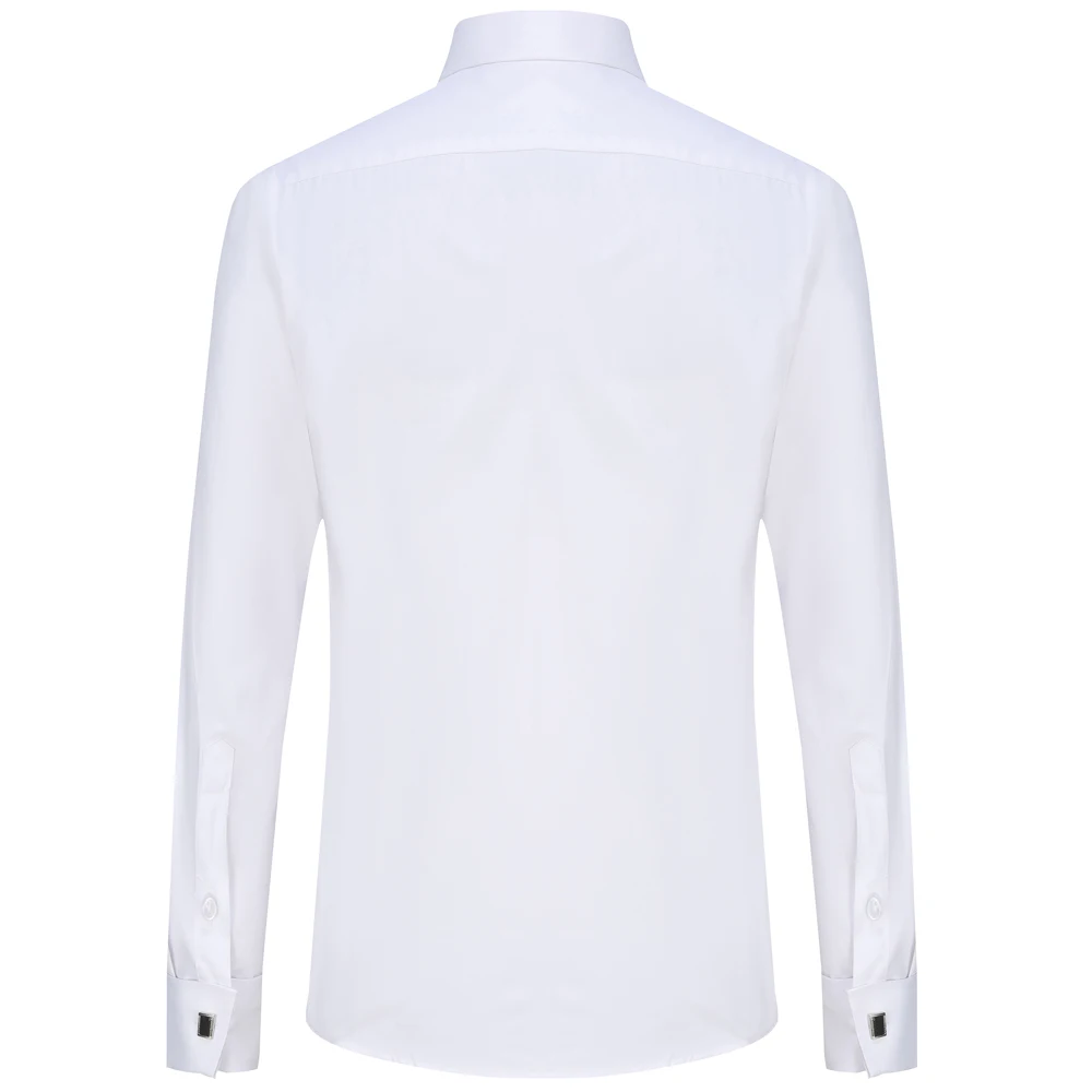 Herren klassische französische Manschetten festes Hemd Hemd vorne Knopfleiste formale Business Standard-Fit Langarm Büroarbeit weiße Hemden