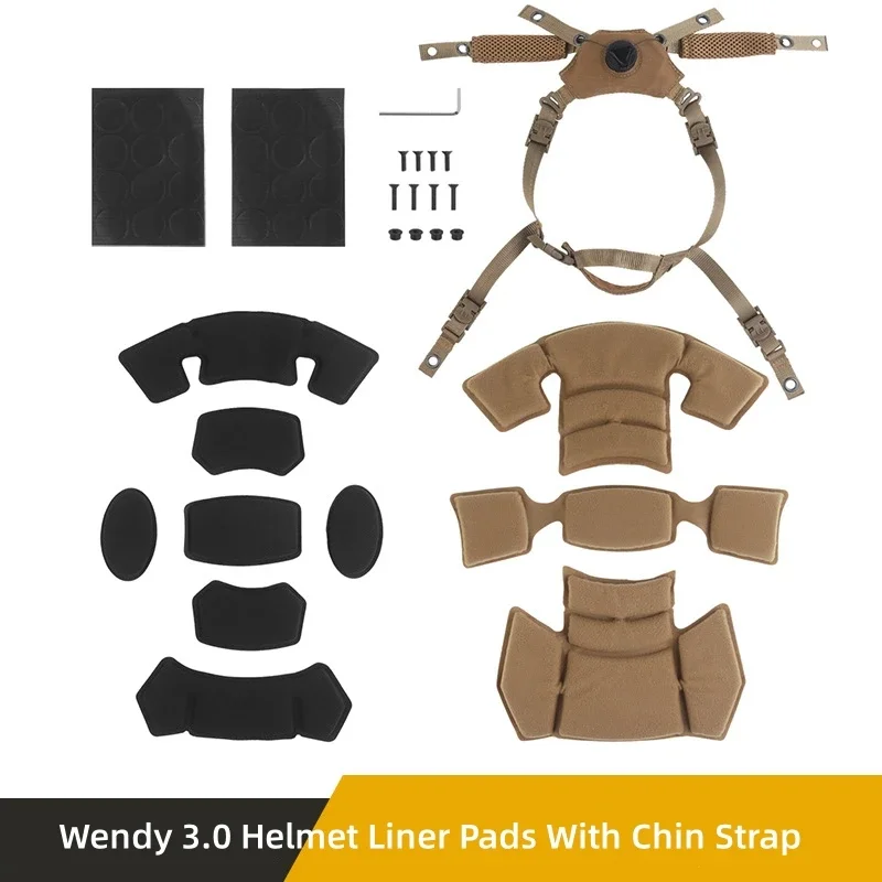 Team Wendy 3.0 Helmet Liner Pads+Chin Strap (Suspension System), Double Layer Buffer Design, Adjust The Elasticity