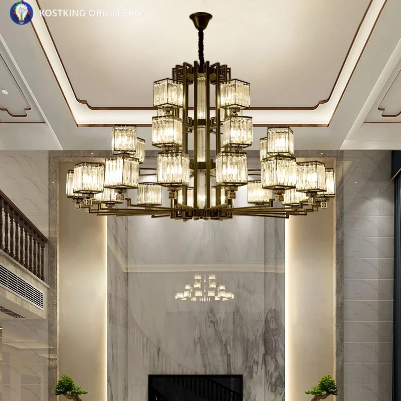 

New Chinese Chandelier Living Room Lamp Dining Room Lamp Crystal Chandelier Chinese Wind Zen Light Luxury Jade Home Chandelier
