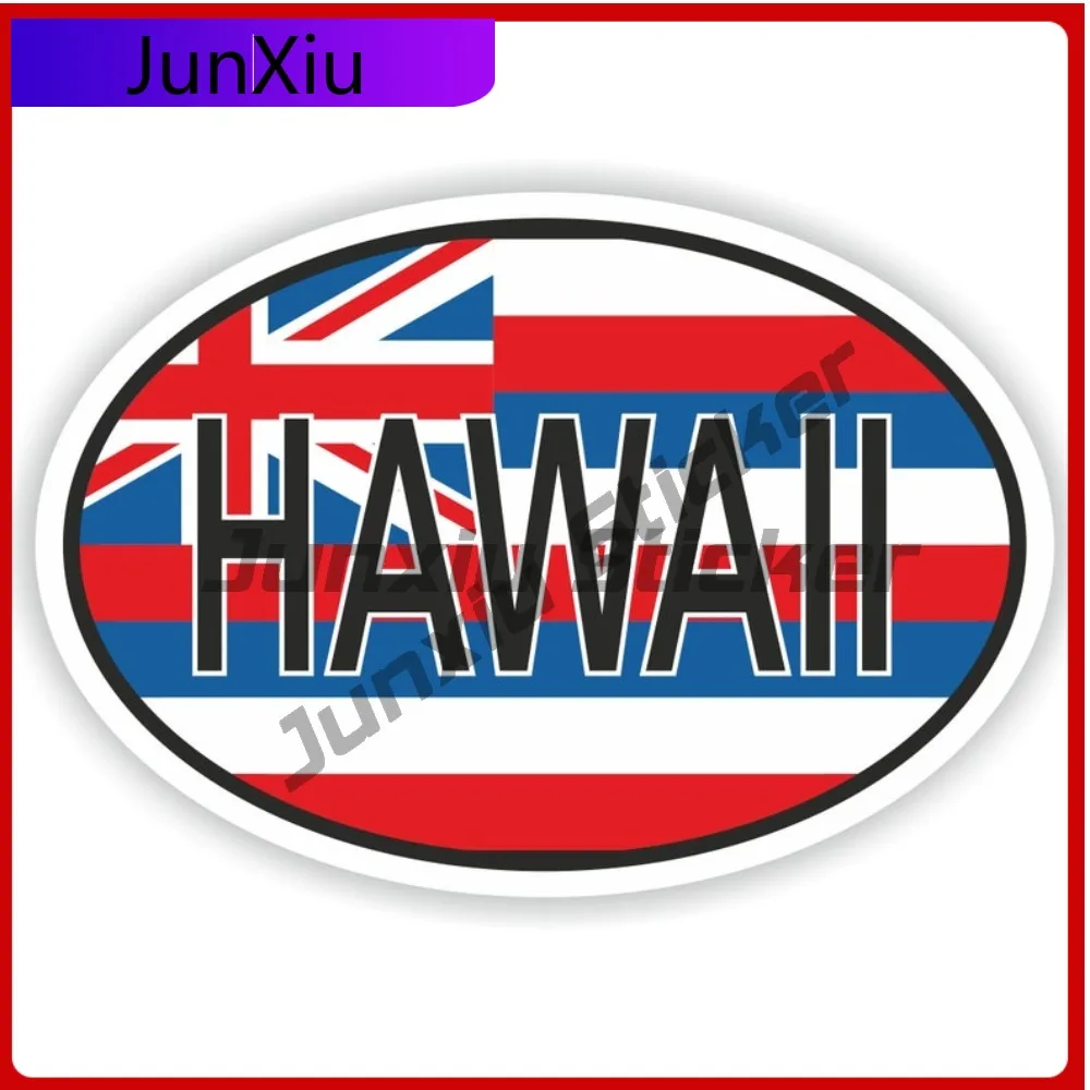 

Hawaii City Oval Sticker With National Flag Badge Sticker Decorative Scratch Cover Waterproof Decals Custom Vehicle Decals Pvc