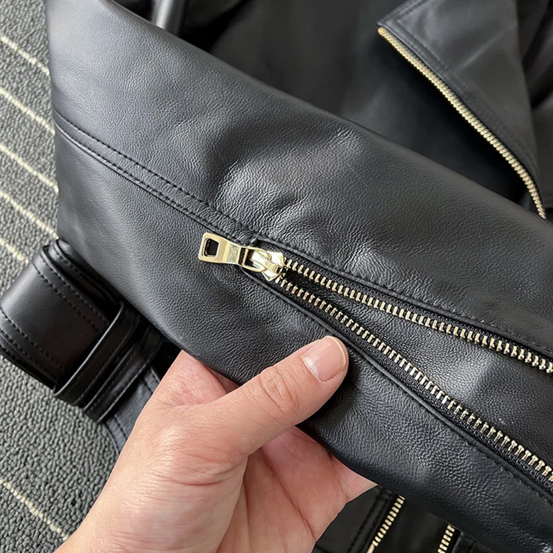 Giacche in Vera Pelle di Pecora di Alta Qualità per Donna, Moda 2026, Giacca Classica da Motociclista, Giacche Casual in Pelle da Biker Femminili