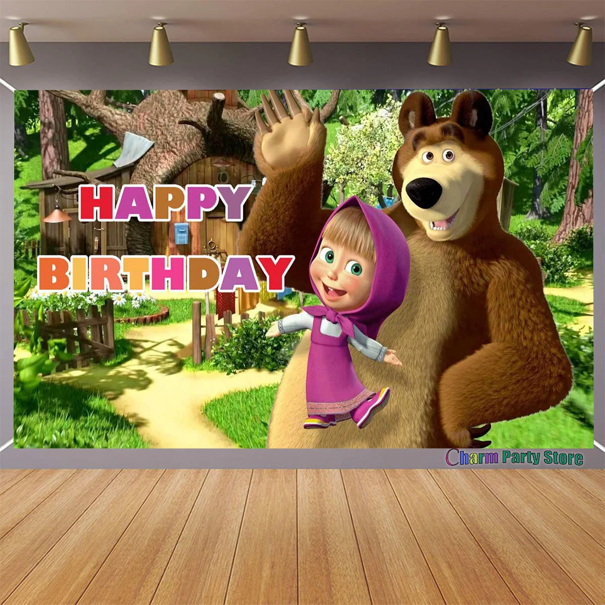 نسيج حفلة عيد الميلاد الكرتوني للتعليق على الحائط قابل لإعادة الاستخدام لتزيين حفلات أعياد الميلاد للأطفال، نسيج غرفة المعيشة