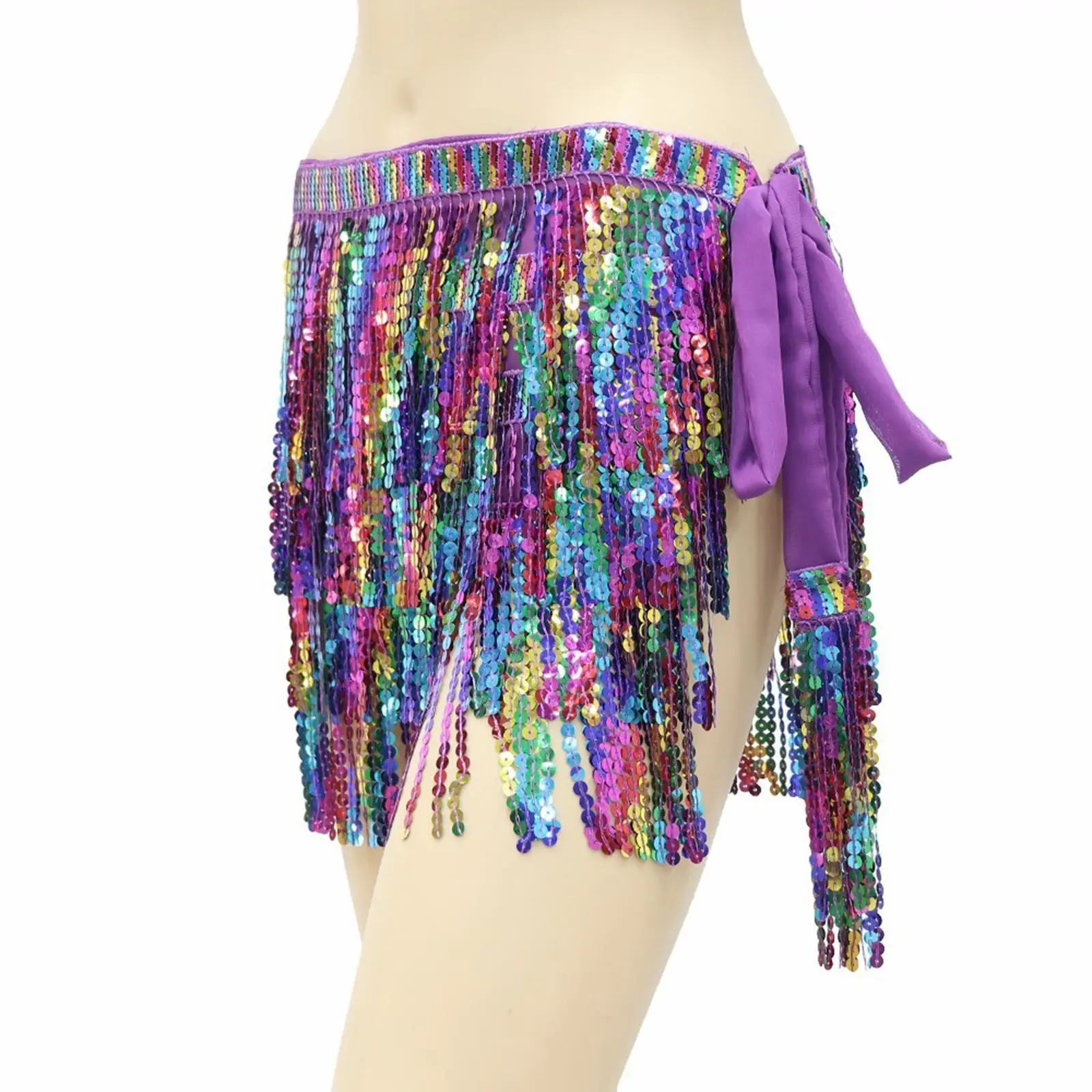 72.83inch Belly Dancer Costumes Performance Sequin Fringe Skirts for Stage Performance