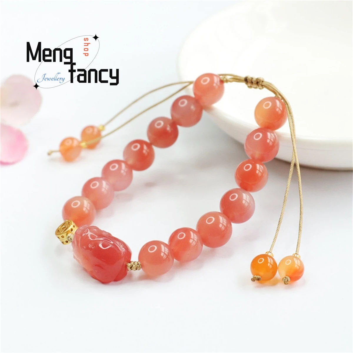 

Natural Yanyuan Agate Pink Pixiu Tassel Round Bead Bracelet is Simple Elegant Exquisite Fashionable Personalized Women Fine Gift