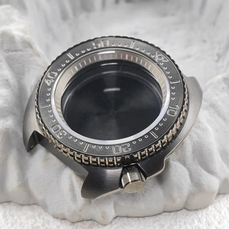 44mm Mod 6105 Turtle Abalone Watch Case Gun Grey Stianless Steel NH35 Case Fits NH34 NH35 NH36 Movement Men's Diving Watch Case