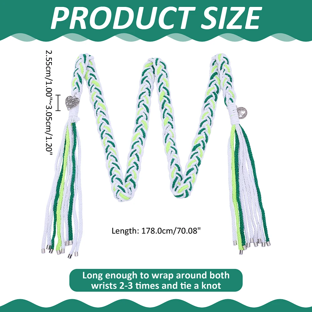 1Pcs Handfasting Cord White Green Wedding Lasso Handfasting Cord Cotton Wedding Lasso Rope with Pendants Cotton Weddings Cords