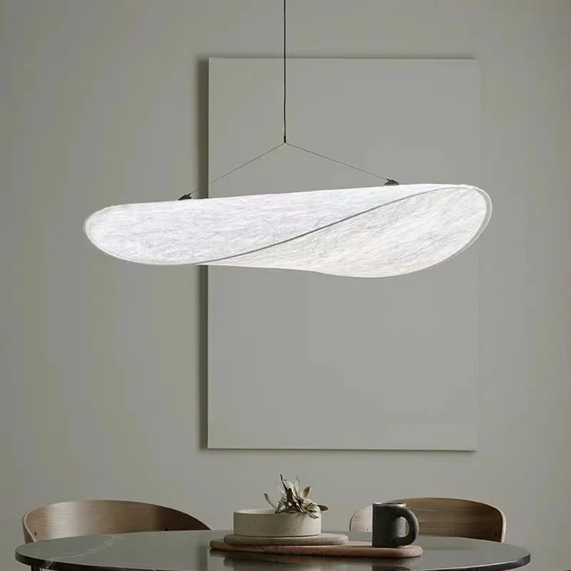 Lámpara colgante de tela de seda LED nórdica, candelabro de mesa de comedor Vertigo para decoración para sala de estar, iluminación moderna, luz