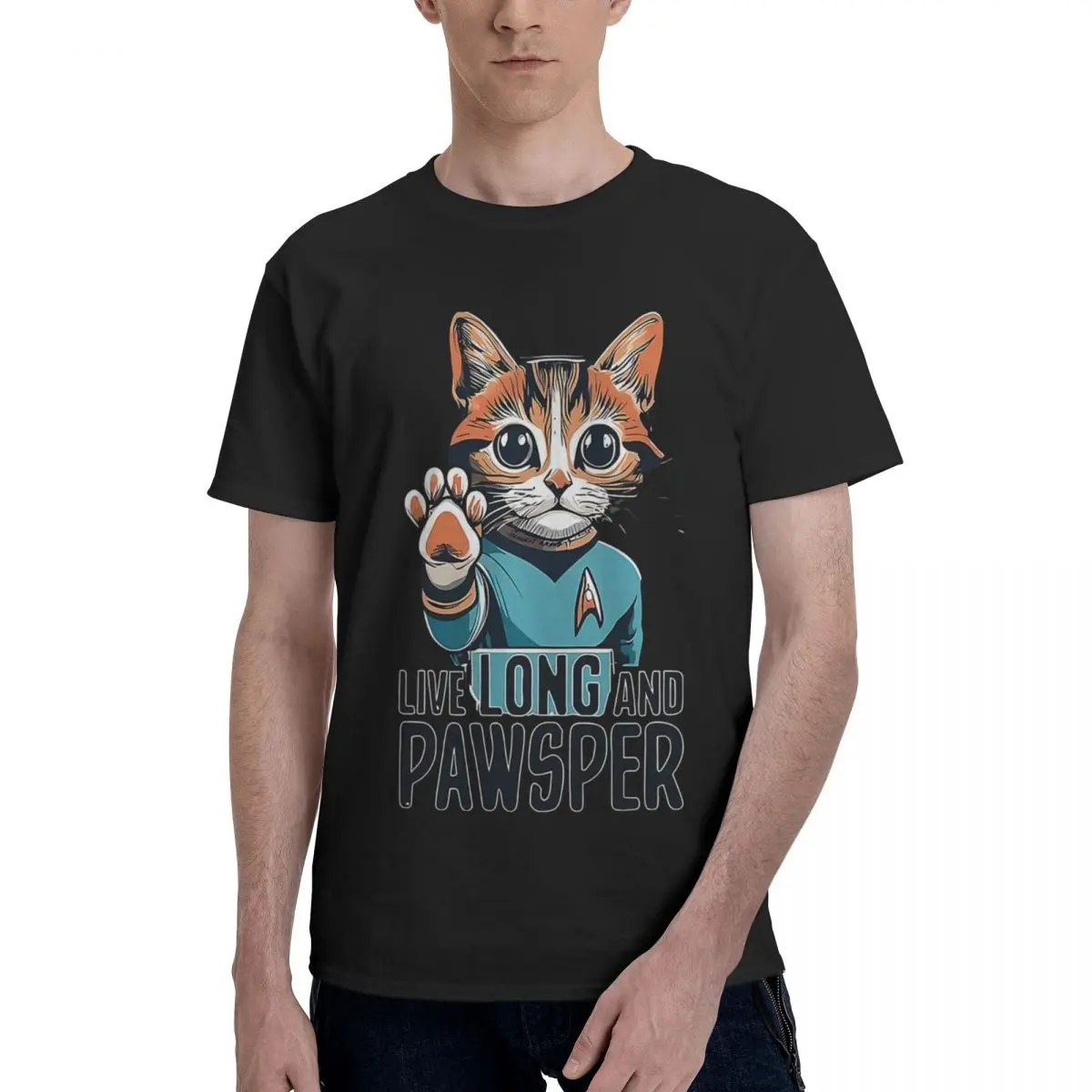 

Live Long And Prosper Cat 100% Cotton Casual Breathable Confortable T Shirt Men's Clothing Brands Men's Wear