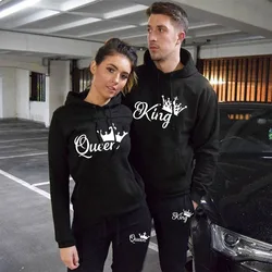 2022 mode Frühjahr Herbst Sweatsuits für Männer Frauen Sportwear Set König oder Königin Gedruckt Paar Anzüge 2PCS Hoodie und hosen S-4XL