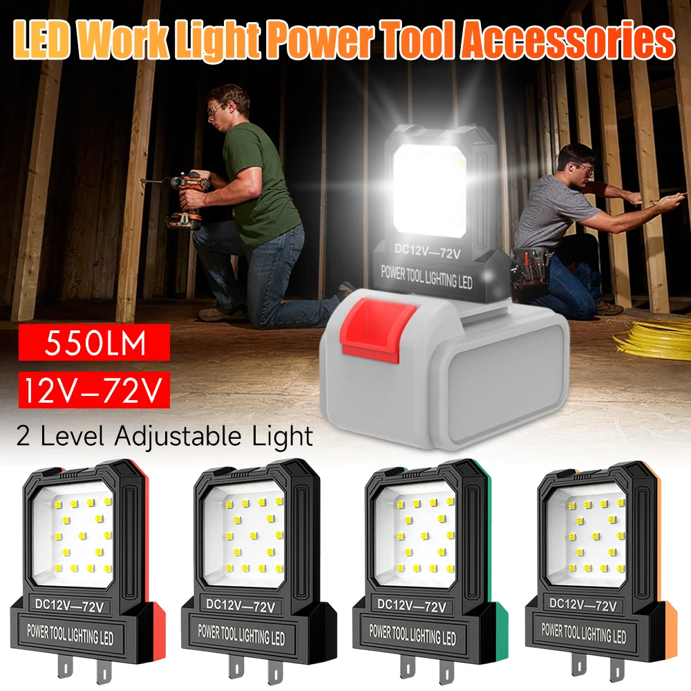

1 шт. светодиодный фонарь для кемпинга, мини-карманный рабочий фонарь, аксессуар для инструментов с питанием от аккумулятора 12-72В, лампа для ремонта, освещения, использования на улице