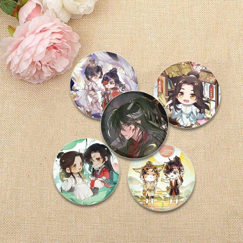 BL Anime Heaven Official\'s Blessing HD Print Pins Cute Q-version Cartoon Brooches Hua Cheng Xie Lian Badge Backpack Accessories