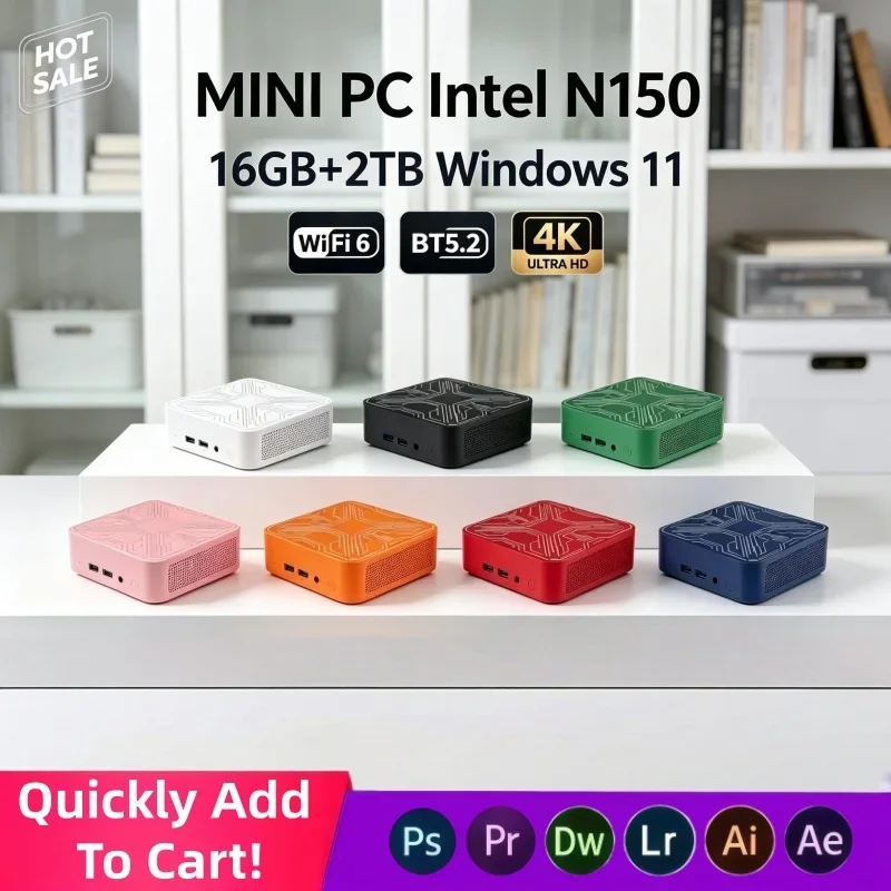 ポータブルn150ミニpc-win11-16gb-ram-1tb-2tb-ssd-wifi6-小型デスクトップpc-ホームオフィス-エンターテイメント-学習-ミニゲーミングコンピューター